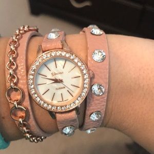 Blush pink Wrap watch! Diamond studded, so cute!